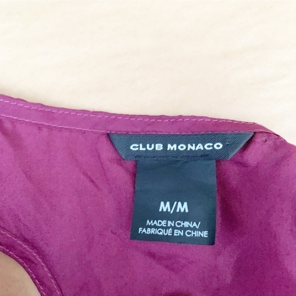 𝅺Club Monaco Silk Sleeveless Blouse Eggplant Racerback Ruffle Purple - Picture 5 of 7